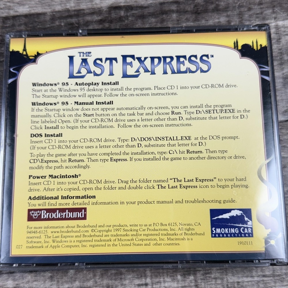 Vintage The Last Express Win 98 DOS Mac CD-ROM Game T Broderbund 3 Disc Big Box - Picture 3 of 11